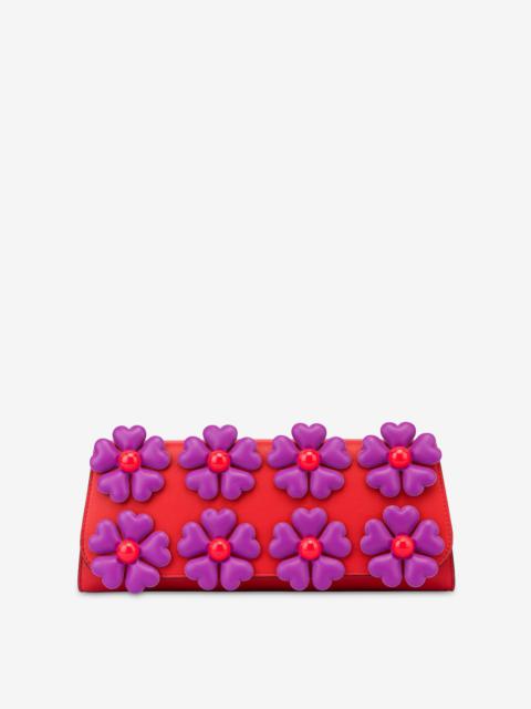 Moschino NAPPA LEATHER HEART FLOWERS MAXI-CLUTCH