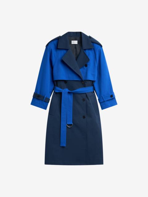 The Frankie Shop Nesso Two-Tone Trench Coat - Blue Combo