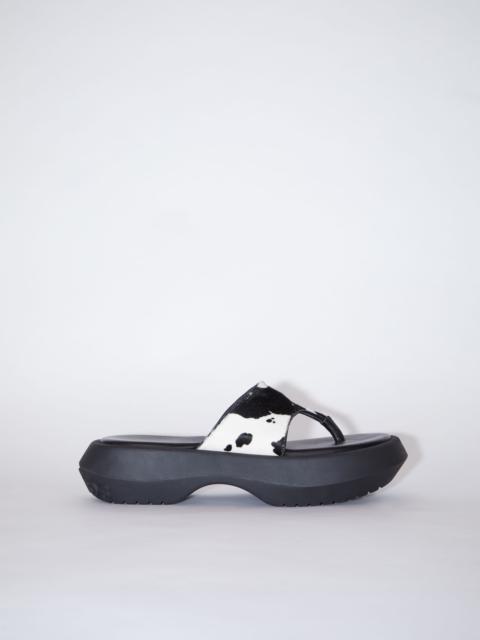 Printed leather sandals - White/black
