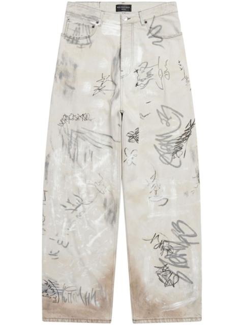 BALENCIAGA distressed wide-leg trousers