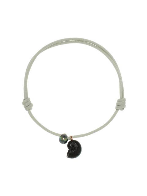 DEZSO Onyx, Nautilis and Pearl 18K Gold Necklace black