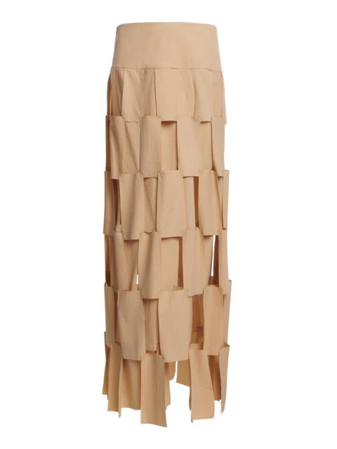 MAXI MULTI RECTANGLE DOUBLE-LAYERED SKIRT BEIGE