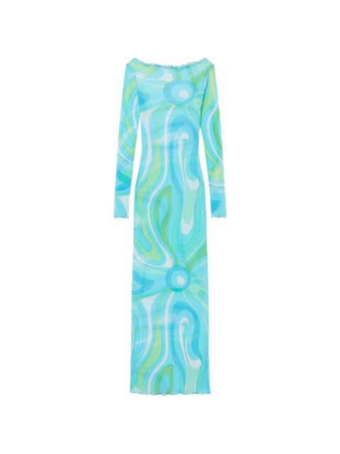 PUCCI Marmo-print semi-sheer maxi dress