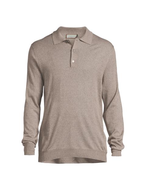 Canali Men's Heathered Merino Wool Modern-Fit Polo Shirt - Light Tan