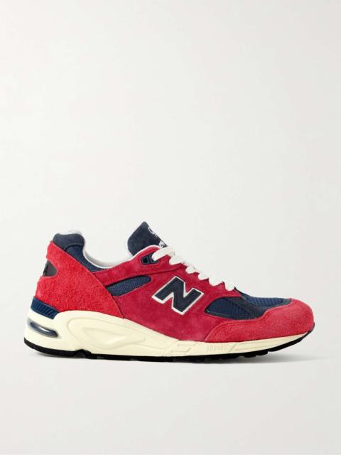 990 Leather-Trimmed Suede and Mesh Sneakers