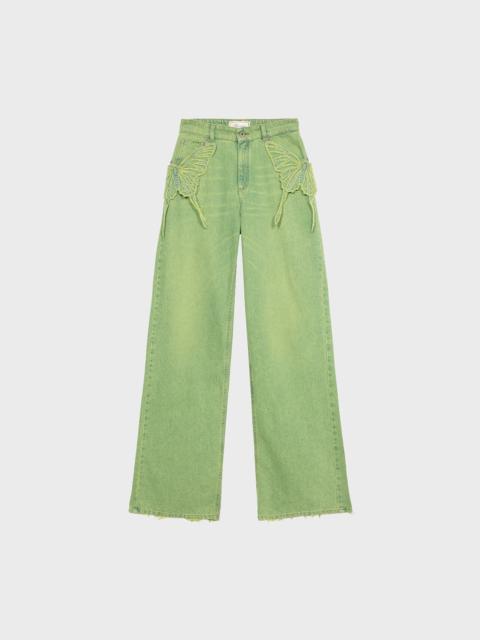 Blumarine WIDE LEG JEANS WITH BUTTERFLY EMBROIDERY