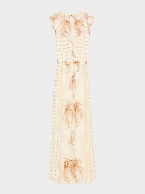 ULLA JOHNSON Kasia Sleeveless Floral Silk Midi Dress
