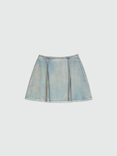 MSGM Short skirt in light blue washed denim
