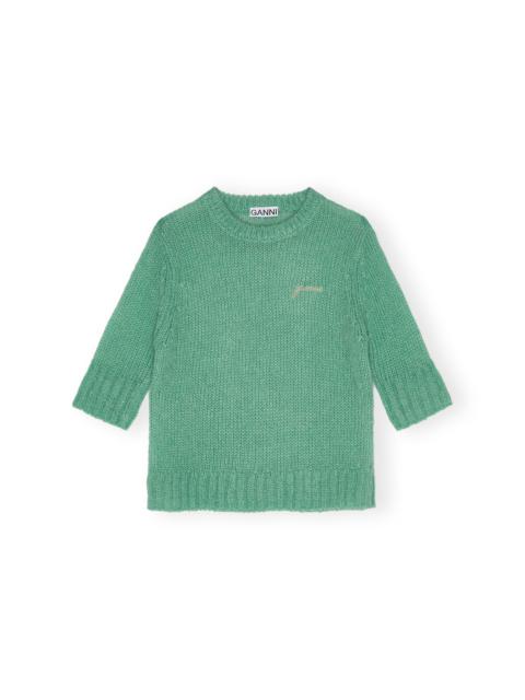 GREEN MOHAIR O-NECK SWEATER