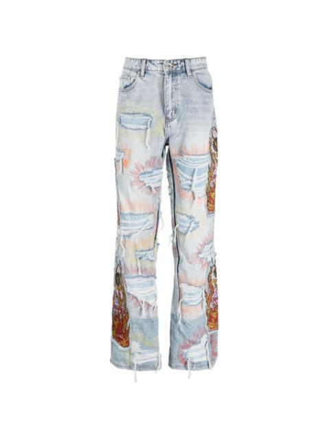 WHO DECIDES WAR Barrage distressed straight-leg jeans