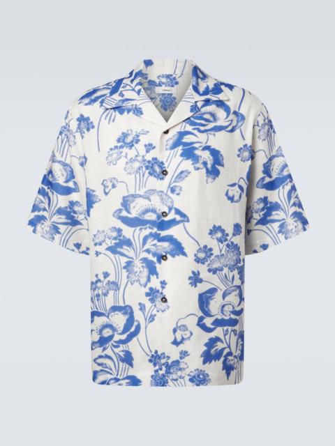 COMMAS Floral linen bowling shirt