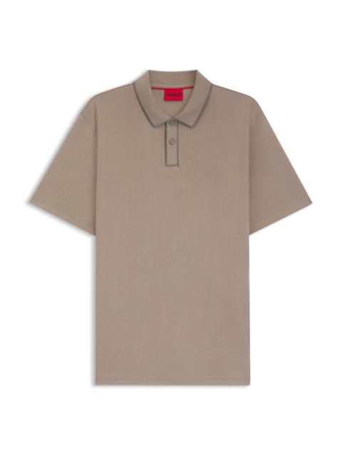 HUGO COTTON-JERSEY POLO SHIRT WITH CONTRAST EDGES