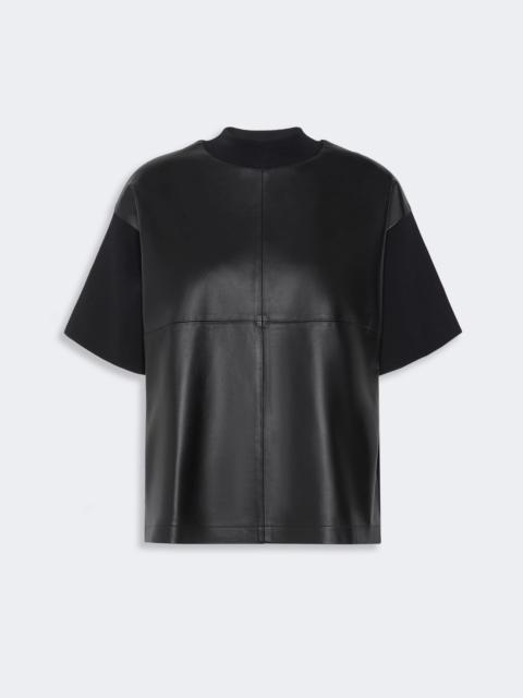 Max Mara SEGALE Leather and viscose crepe boxy sweater - BLACK