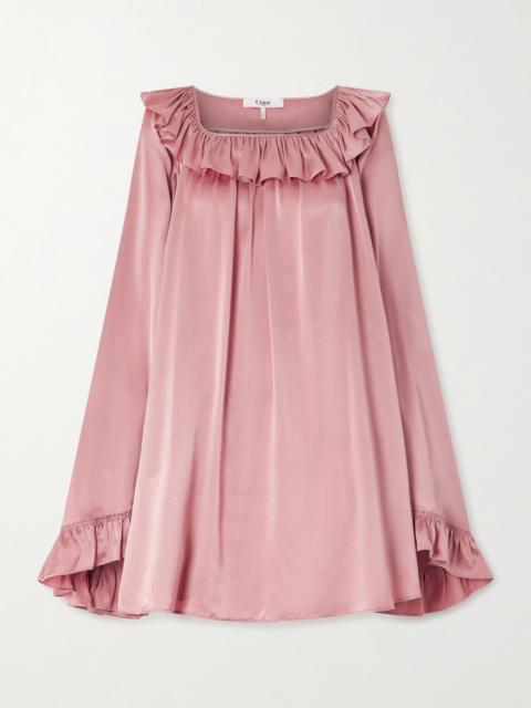 Chloé Ruffled Silk-satin Mini Dress