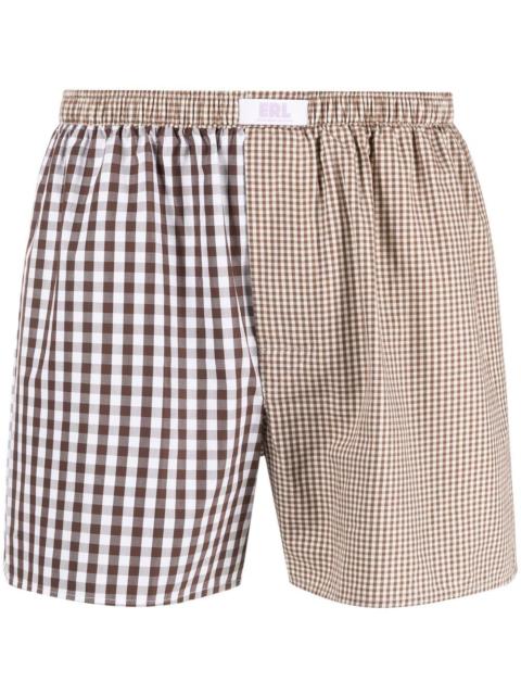 ERL check-print panelled deck shorts