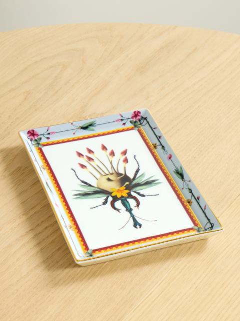 La DoubleJ + Beto Val Gold-plated Painted Porcelain Trinket Tray