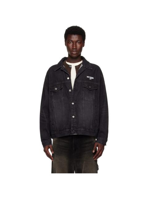 We11done Black '1506' Logo Loose-Fit Trucker Denim Jacket
