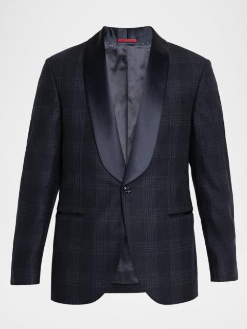 Brunello Cucinelli Men's Overplaid Satin Shawl-Lapel Sport Coat