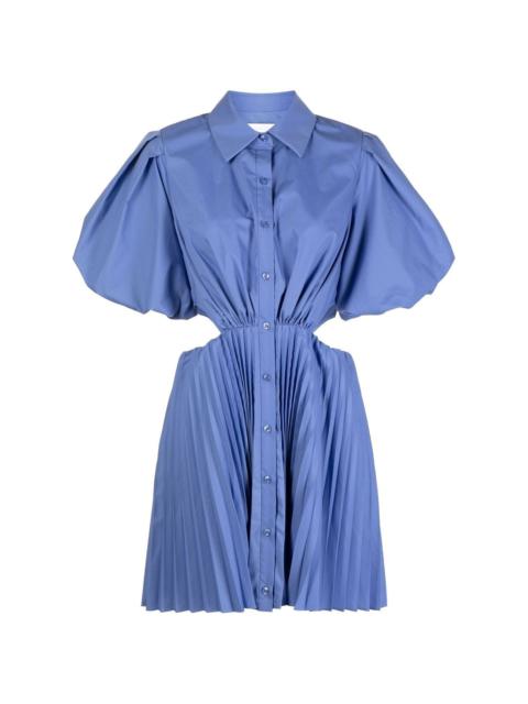 puff-sleeve cut-out shirt dress