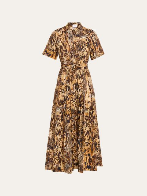 ADAM LIPPES Leighton Animal-Print Belted Midi Shirtdress