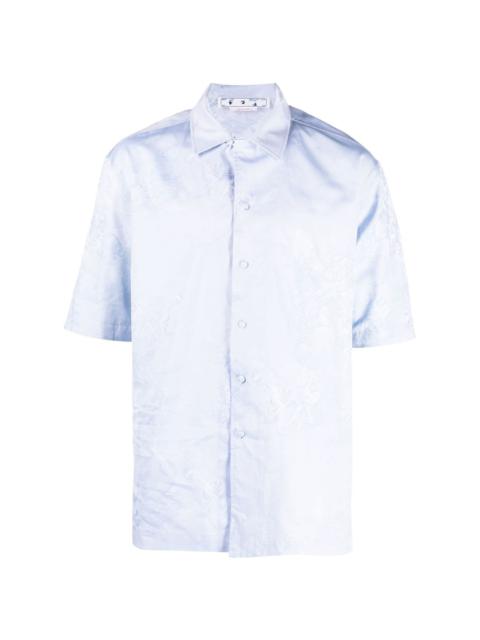 angel-motif jacquard short-sleeved shirt