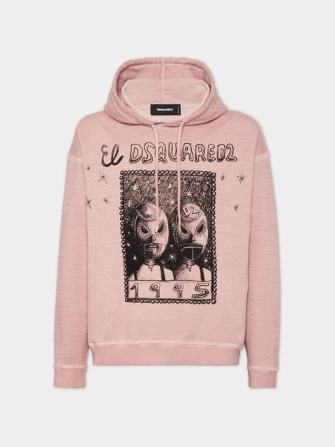 DSQUARED2 BEST FADE RELAX FIT MASK PRINT HOODIE