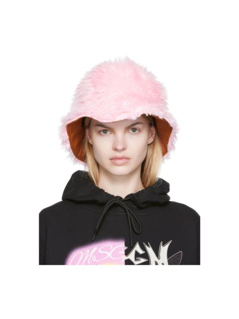 MSGM Pink Faux-Fur Bucket Hat