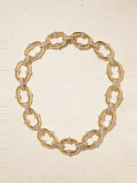 18-karat gold, platinum and diamond necklace
