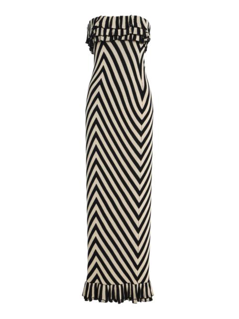 POSSE Miles Strapless Knit Maxi Dress black/white