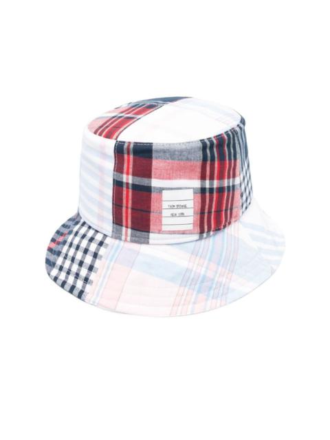 Thom Browne logo-patch checked bucket hat