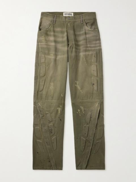 SATOSHI NAKAMOTO Enduro Straight-Leg Padded Distressed Jeans