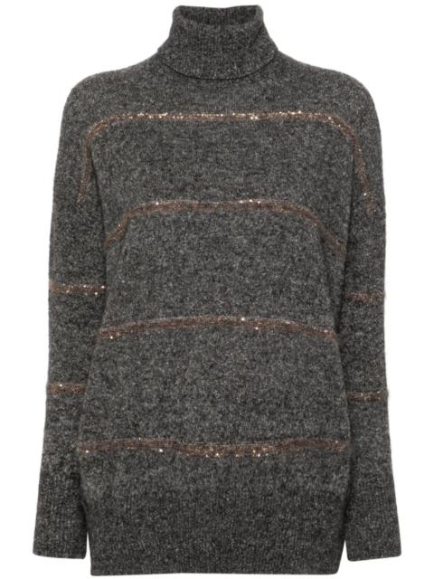 sequin-embellished knitted jumper