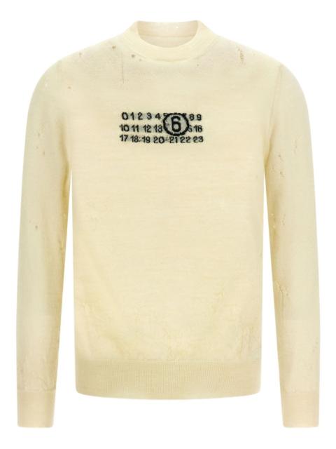 MM6 Maison Margiela jacquard-detail distressed wool sweater