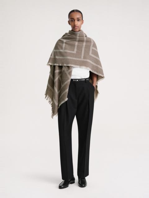 TOTEME Monogram wool cashmere scarf tobacco monogram