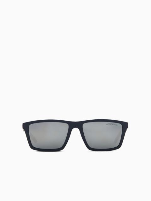 EMPORIO ARMANI Men’s rectangular sunglasses with interchangeable lenses