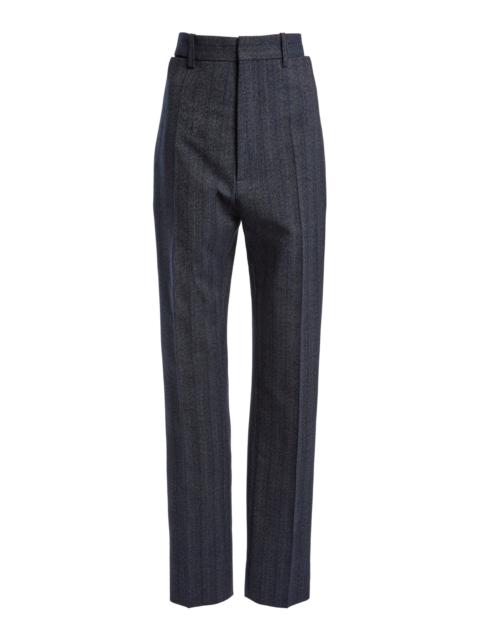 Victoria Beckham Mid-Rise Straight-Leg Trousers blue