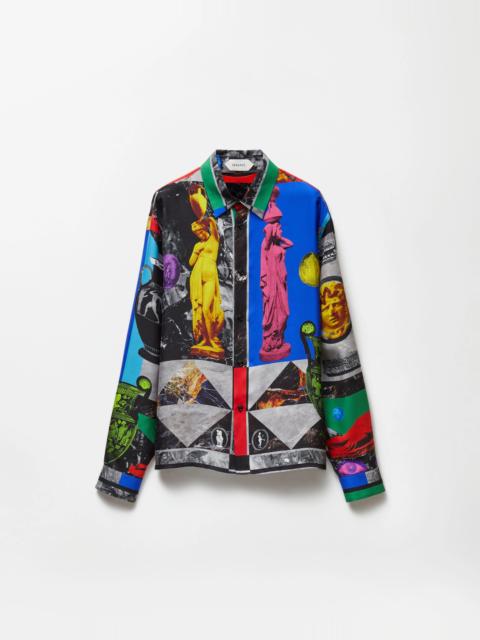 VERSACE Printed Silk Twill Regular Shirt