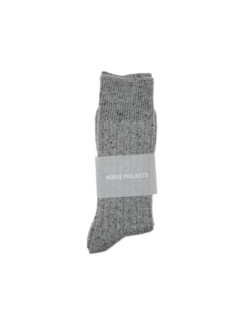 NORSE PROJECTS Bykle Neps Wool Rib Sock Grey Melange