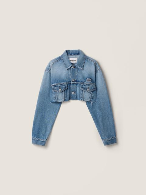 Miu Miu Cropped washed denim jacket