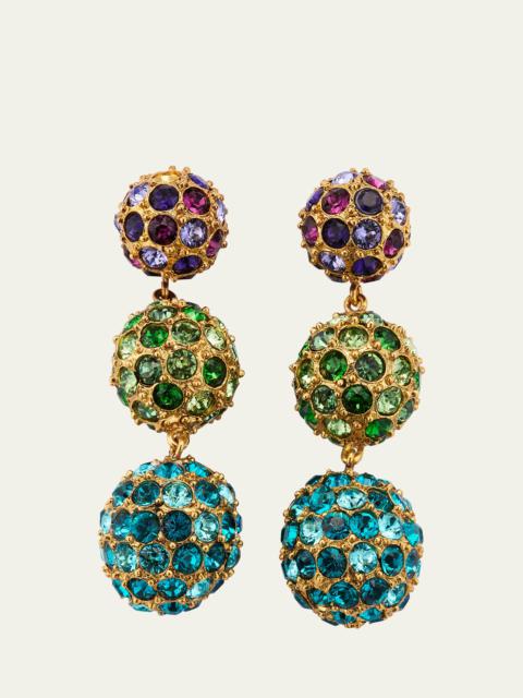 Multicolor Crystal 3-Ball Drop Earrings