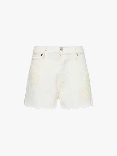FRAME The Dare Crochet Denim Shorts