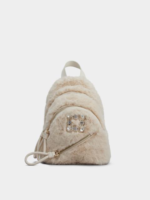 Roger Vivier Walky Viv' Strass Buckle Mini Backpack in Faux Fur