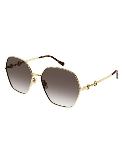 GUCCI Women's Horsebit 62MM Geometric Sunglasses - Gold