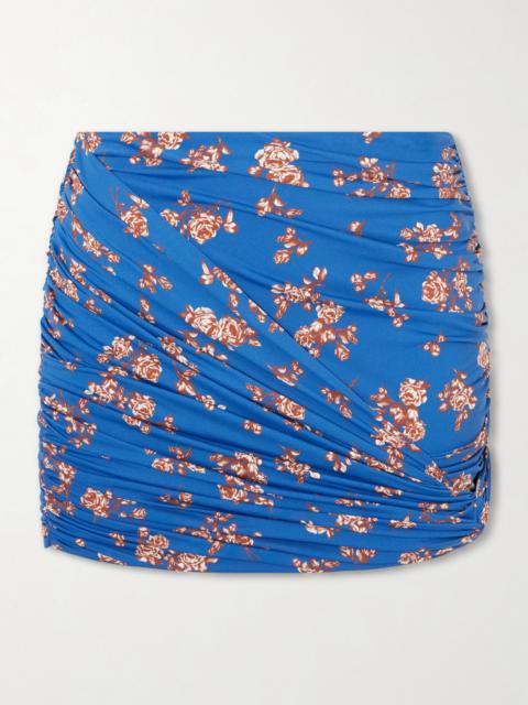MAGDA BUTRYM Ruched Printed Stretch-jersey Mini Skirt