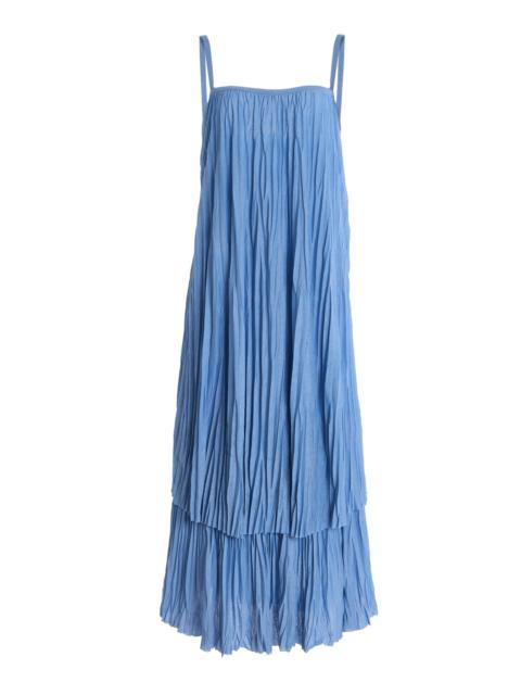 Proenza Schouler Clyne Pleated Jersey Dress blue