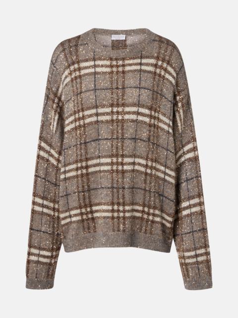 Brunello Cucinelli Checked sequined sweater