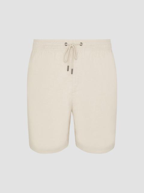 onia Men's Stretch Linen-Blend Drawstring Shorts - Stone