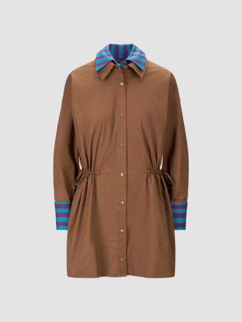 STAUD Women's Uptown Mini Shirtdress - Cigar Potter Stripe