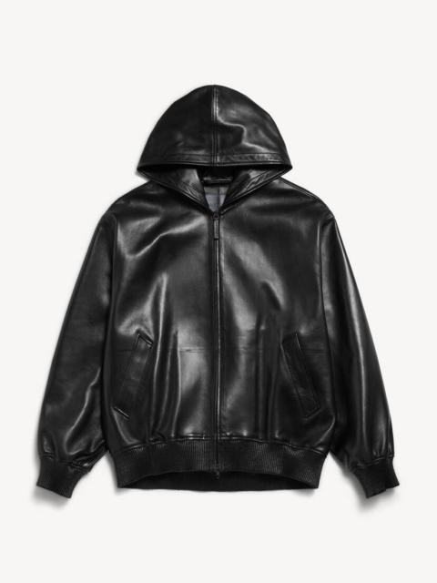 BALENCIAGA Men's Short Hooded Coat in Black
