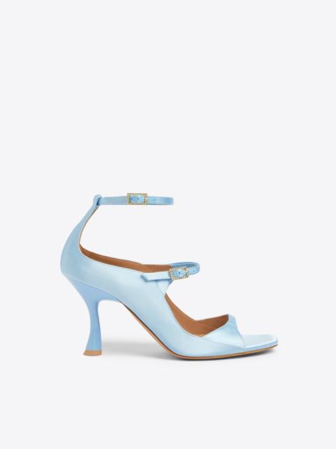 MALONE SOULIERS Riley 90 Sky Blue Satin Sandals